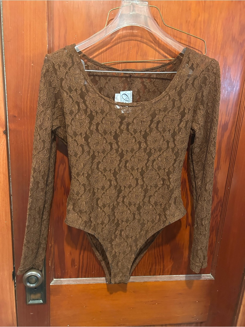 Vintage O2 90s brown floral lace bodysuit